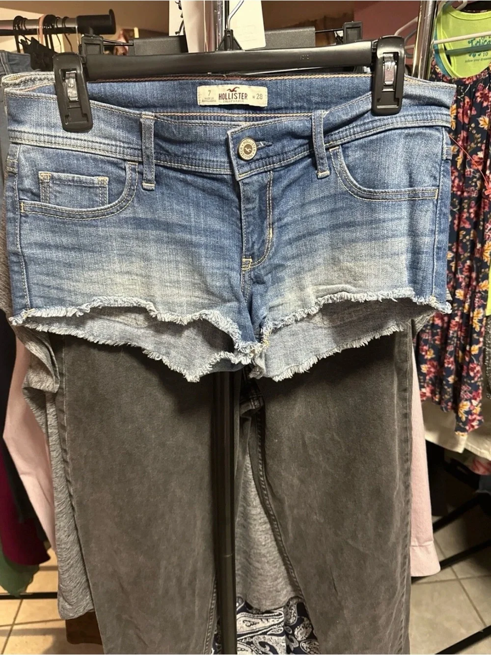 Hollister Light Blue Frayed Denim Cutoff Shorts